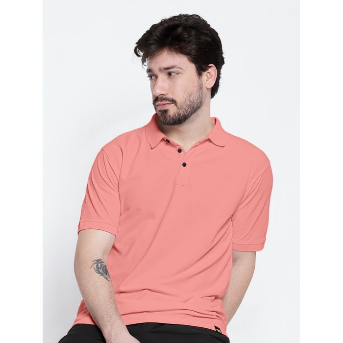 Pink Polo T-Shirt with Jacquard