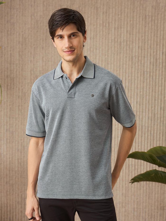 Buy Light Grey Melange Polo T shirt Online in India Beyoung