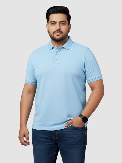 Ice Blue Plus Size Polo T-shirt