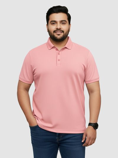 Rose Pink Plus Size Polo T-shirt
