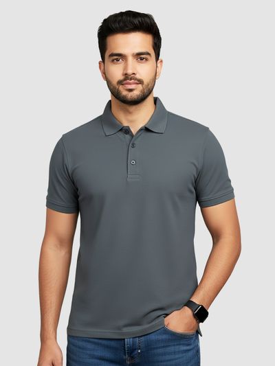 Dark Grey Polo T-shirt Affordable and stylish polo t-shirts for casual wear,