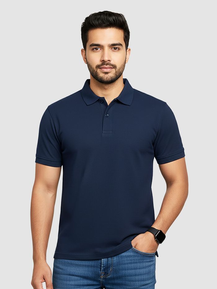 Buy Men's Navy Blue Polo T-shirt Online in India at Beyoung