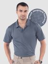 Teal Blue Check Jacquard Textured Polo T-Shirt