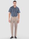 Teal Blue Check Jacquard Textured Polo T-Shirt