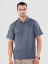 Teal Blue Check Jacquard Textured Polo T-Shirt
