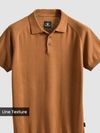 Mustard Line Textured Flat Knit Polo T-Shirt
