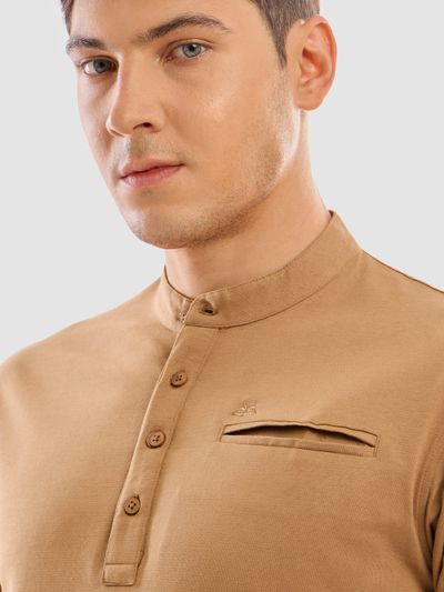 Golden Brown Solid Henley T-shirt