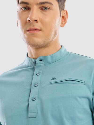 Sky Blue Solid Henley T-shirt