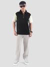Black Zipper Color Block Polo T-Shirt