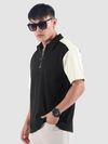 Black Zipper Color Block Polo T-Shirt