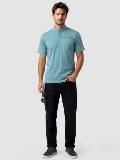 Sky Blue Solid Henley T-shirt