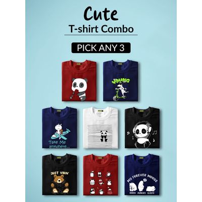 Pick any 3 - Cute Printed Combo T-shirt for Men t shirts online india - funny printted t shirts,