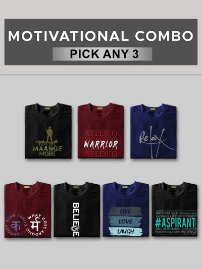 Pick Any 3 - Motivational Printed Plus Size Combo T-shirt Pick Any 3 - Motivational Printed Plus Size Combo T-shirt