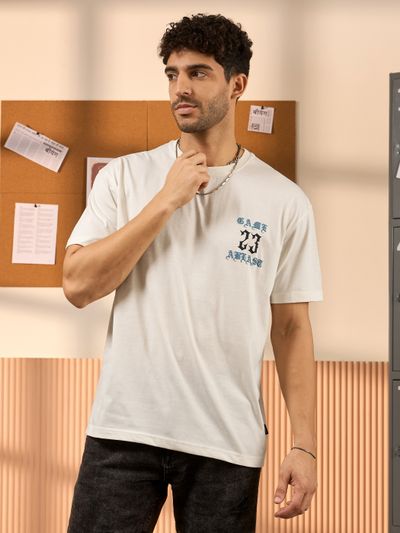 23 Printed White Oversized T-shirt for Men
