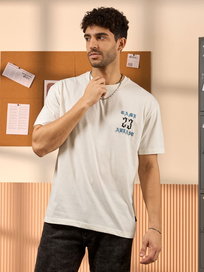 White printed t shirt for men sale