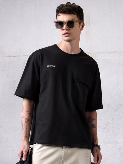 And Now This Men's Solid Pocket T-Shirt Black Size Large