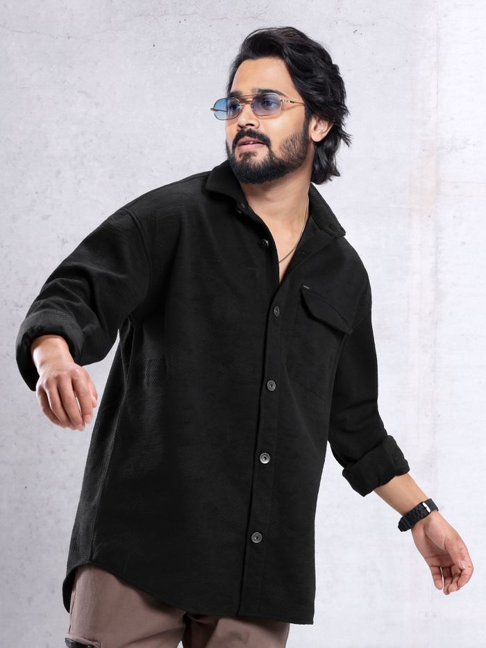 Buy Black Textured Urban Shirt for Men Online in India Beyoung