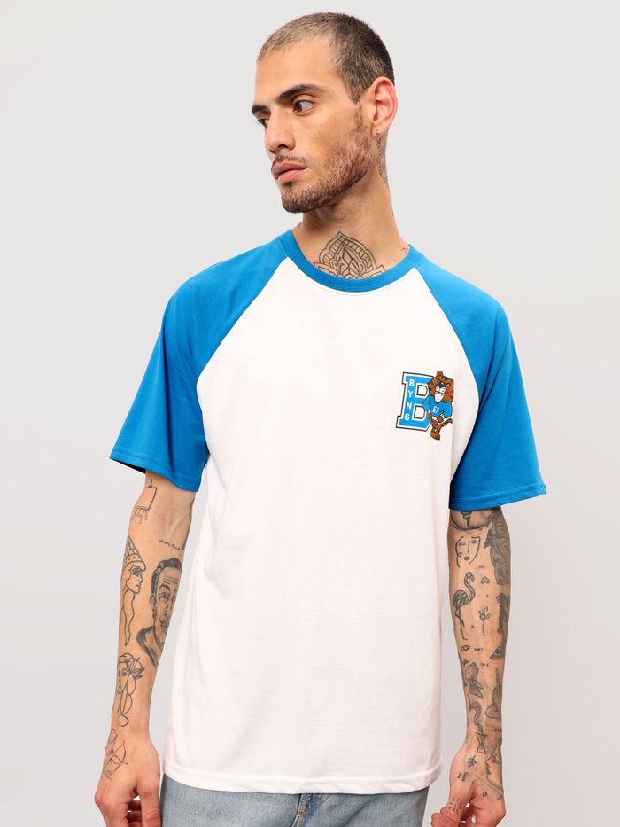 Buy Blue-White Raglan Oversized T-shirt for Men Online in India