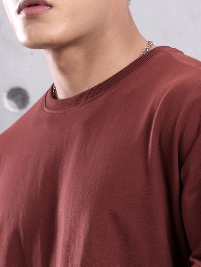 Brick Brown Plain Oversized T-shirt for Men Brick Brown Plain Oversized T-shirt for Men