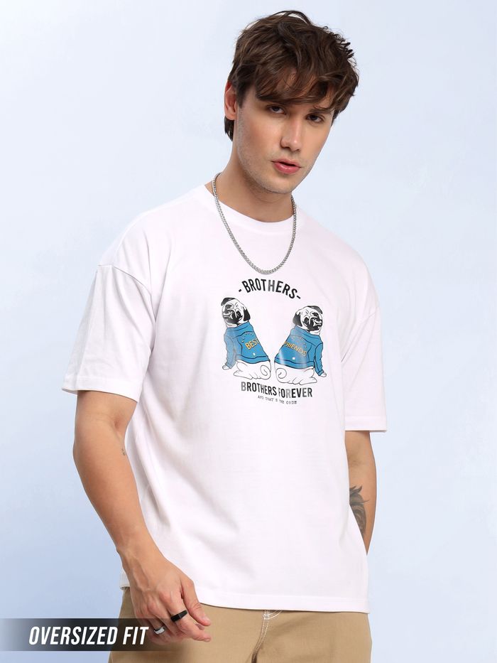 Brothers Forever Printed Oversized T shirt for Men