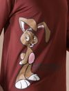 Brown Printed Full Sleeve Oversized T-shirt for Men