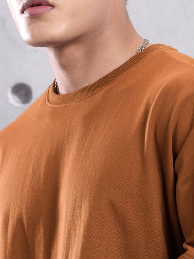 Camel Brown Plain Oversized T-Shirt