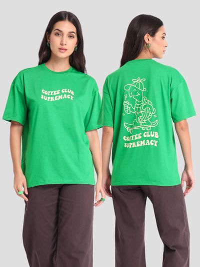 Coffee Club Supremacy Printed Oversized T-shirt for Women