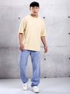 Cream Plain Oversized T-shirt for Men