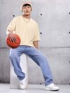 Cream Plain Oversized T-shirt for Men