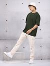 Dark Olive Plain Oversized T-Shirt For Men