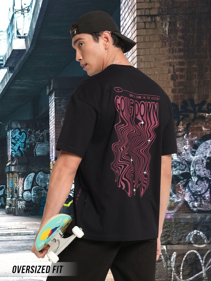 Buy Going Down Printed Oversized T-shirt for Men Online in India - Beyoung