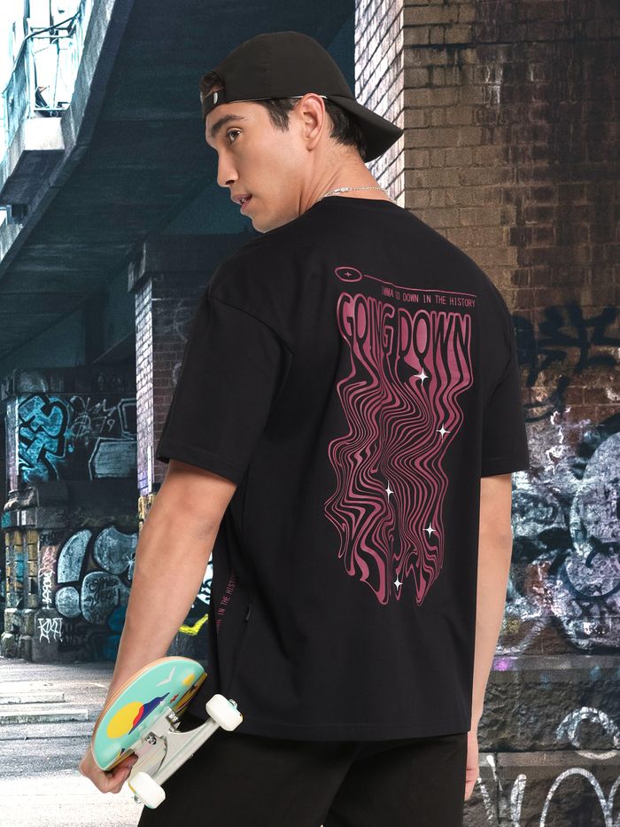 Going Down Printed Oversized T-shirt for Men, 