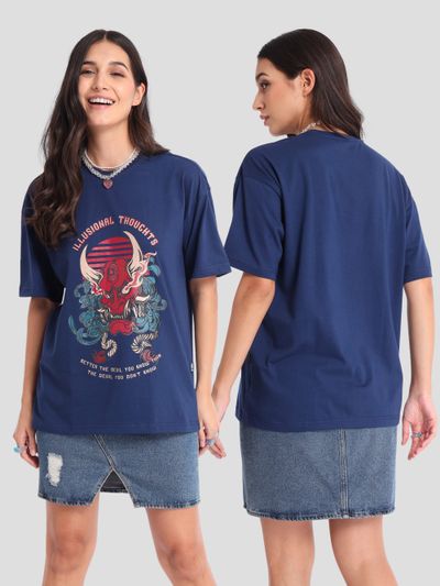 Illusional Thoughts Printed Oversized T-shirt for Women
