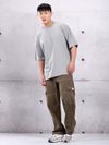 Light Grey Plain Oversized T-shirt for Men