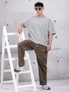 Light Grey Plain Oversized T-shirt for Men
