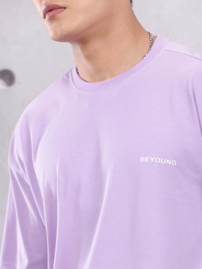 Lilac Zip Sleeved Oversized T-shirt for Men