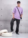 Lilac Plain Oversized T-shirt for Men