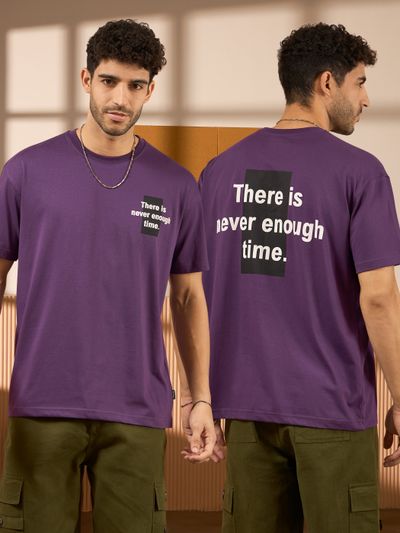 Motivational Violet Printed Oversized T-shirt
                      for men