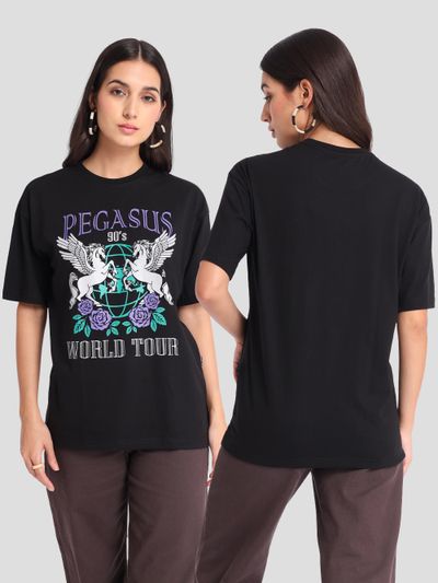 Pegasus Printed Oversized T-shirt for Women