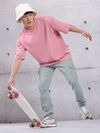 Pink Plain Oversized T-shirt for Men