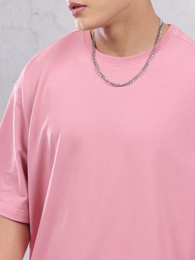 Pink Plain Oversized T-shirt for Men Pink Plain Oversized T-shirt for Men