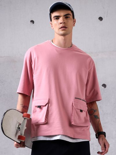 Pink Utility Oversized T-shirt for Men