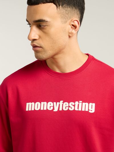 Red Moneyfesting Oversized T-Shirt