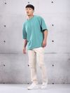 Sea Green Plain Oversized T-shirt for Men