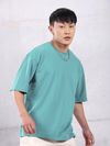 Sea Green Plain Oversized T-shirt for Men