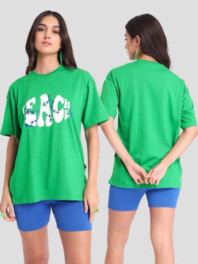 Teach Peace Printed Oversized T-shirt for Women