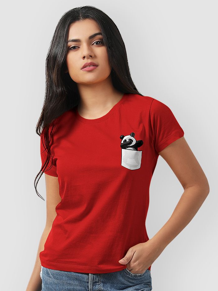Buy Dabbing Panda Women s Half Sleeve Red Color T shirt Online India Beyoung