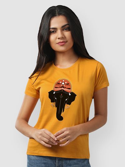 Gajanan Printed Half Sleeve T-Shirt For Girls