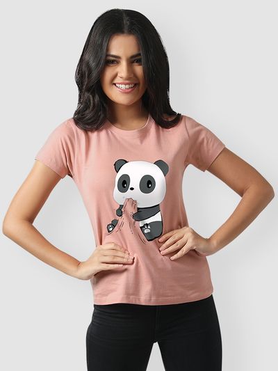 Buy Hungry Panda Women'S Pink Color T-Shirt Online In India - Beyoung