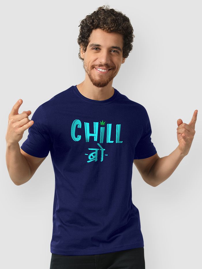 Buy Chill Bro Navy Blue Color T shirt for Men Online in India Beyoung